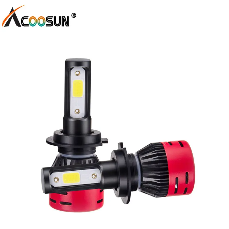 AcooSun H7 светодио дный H4 H1 H3 H11 удара фар автомобиля 72 Вт 8000LM 6500 К 9005 9006 9012 (HIR2) супер