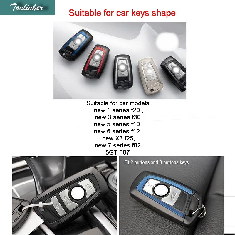 

Tonlinker 1 PCS Car Leather Wallet Key Cover Case For Bmw Leather Key Holder 1 3 5 6 7 Series F20 F30 F10 F12 F25 F02 F07