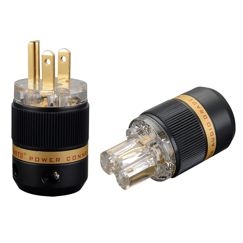 

Viborg VM511G+VF511G Transparent pure copper 24K gold Plated US AC Power cord American for DIY power cable