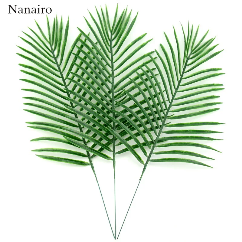 

10pcs Large Plastic Artificial Green Leaf Tropical Palm Foliage Leaves Plant For Hawaiian Party Wedding Home Garden Decorations