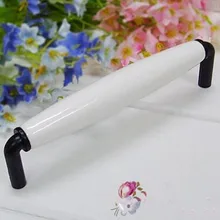 128mm white ceramic kitchen cabinet handle pull knob black dresser cupboard wardrobe door pull white black furniture handles 5″