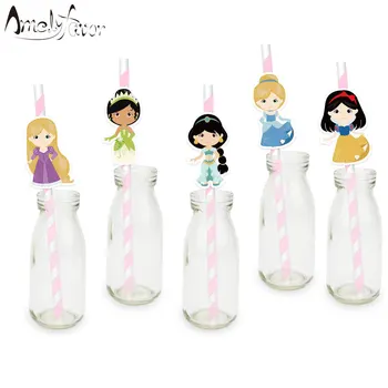 

Princess Straw 25PCS Paper Straws Birthday Party Festive Supplies Decoration Paper Drinking Straws Holiday Straws