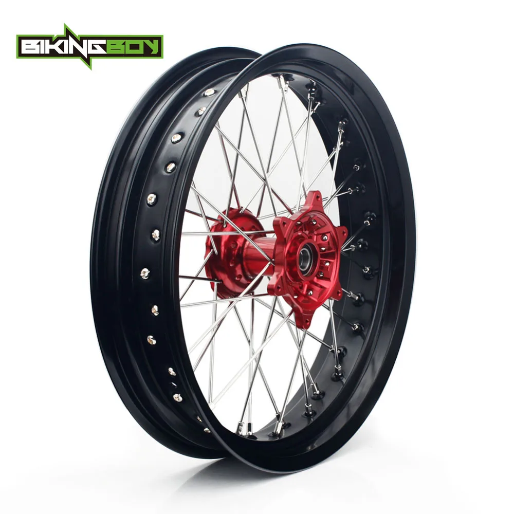 BIKINGBOY 1" Supermoto для Suzuki DRZ400SM 2005- DRZ400 00-04 DRZ 400 S 00-17 DRZ400E 2000-2007 Передние Задние Колеса Диски ступицы - Цвет: Front Red