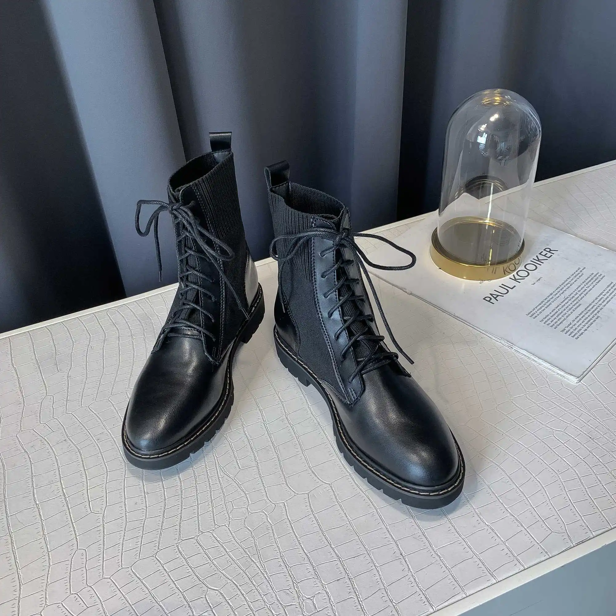 Krazing pot/обувь из натуральной кожи на среднем каблуке с круглым носком на шнуровке; Великолепная модель; винтажные ботильоны «Челси» для подиума; l66