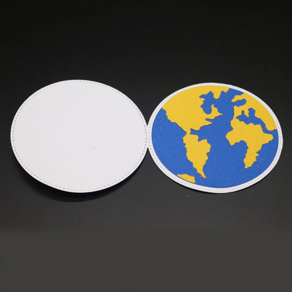 Circle Metal Cutting Dies Earth Globe Frame DIY Decorative Embossing
