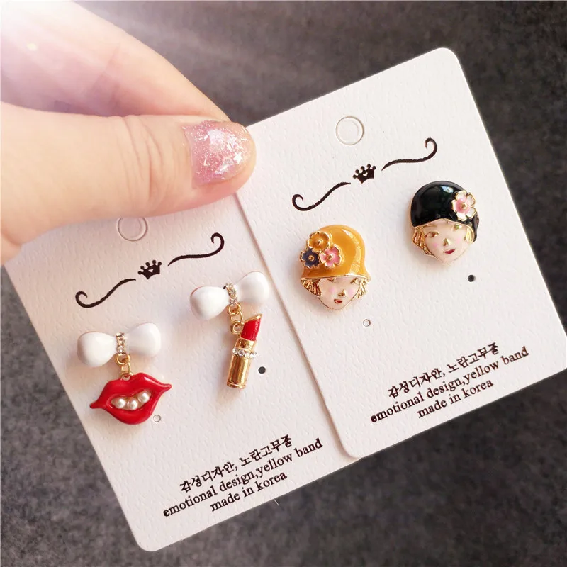 

Korea Handmade Red Lip Lipstick Beauty Head Asymmetry Women Drop Earrings Dangle Earring Fashion Jewelry Accessories-JQD5