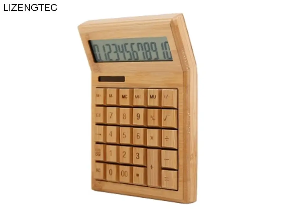 

Free Shipping New Design Fashion Business Finance Solar Powered 12 Digit Big Bamboo Button Electronic Calculator