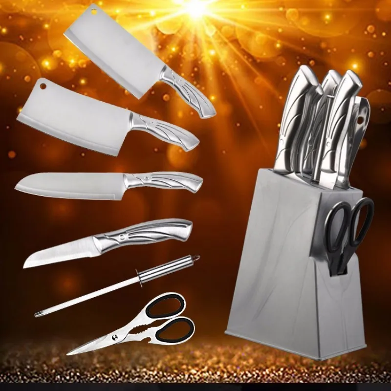 

LIRUIKA New Fashion 8pcs/set Cooking Tools Kitchen Knives Set Multifunction Stainless Steel Cleaver + Paring Knives Combination