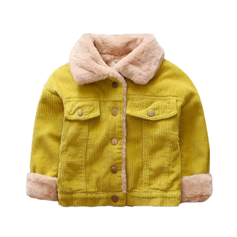Baby Girls Boys Winter Clothes Solid Coat Cotton Jacket Thick Warm Corduroy Outerwear
