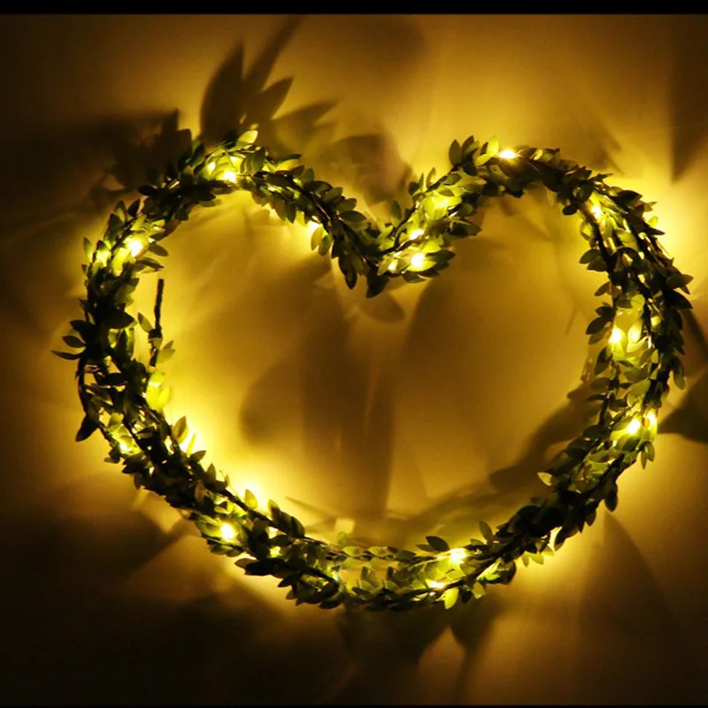 

2M 20 Leds leaf garland Copper String Light Waterproof Battery Operate fairy string lamp for party christmas wedding decoration