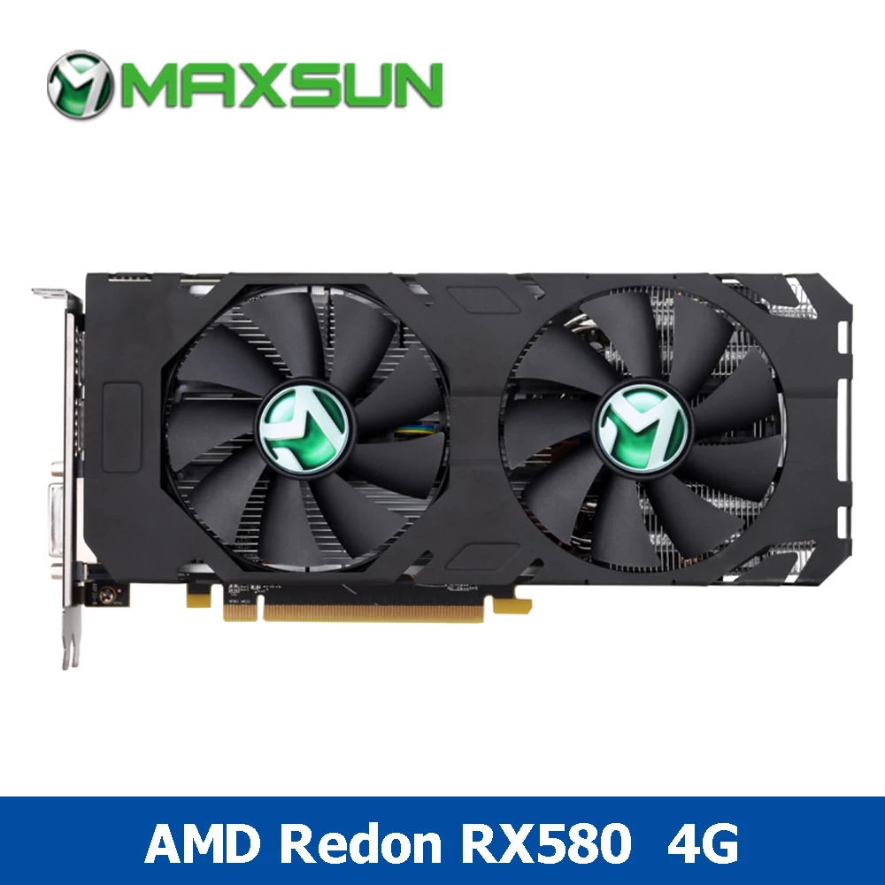 В наличии MAXSUN RX580 4G Графика карты 256bit 7008 мГц GDDR5 2304 единиц 14nm PCI E 3 0X16 HDMI + DP * DVI Порты