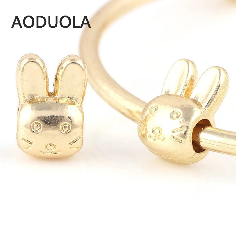 10 шт./партия золотистые бусины с большим отверстием из кроличьего сплава DIY