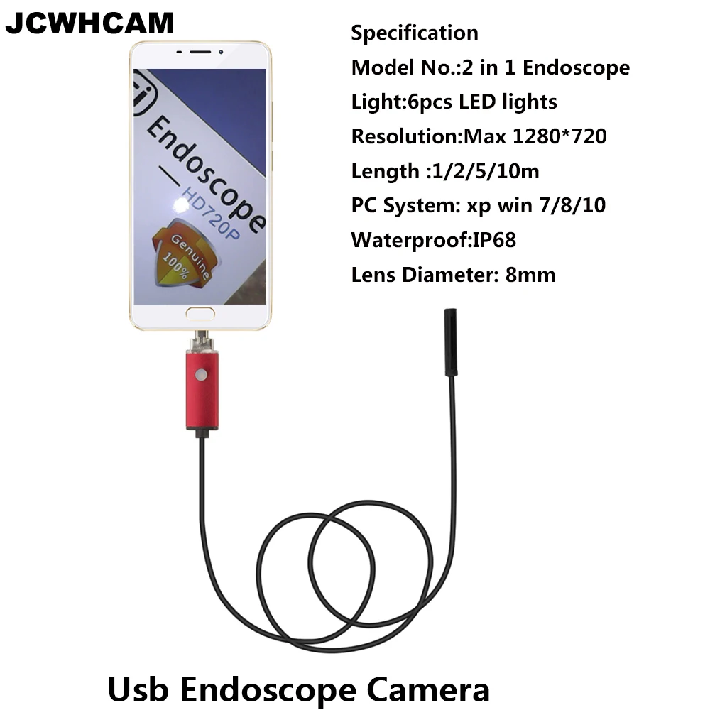 JCWHCAM Usb Endoscope Camera 10M Hd 720p Endoscope Inspection Camera