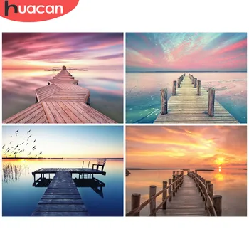 

HUACAN Diamond Painting Landscape Diamond Mosaic Bridge Full Square/round Diamond Embroidery Picture Of Rhinestone