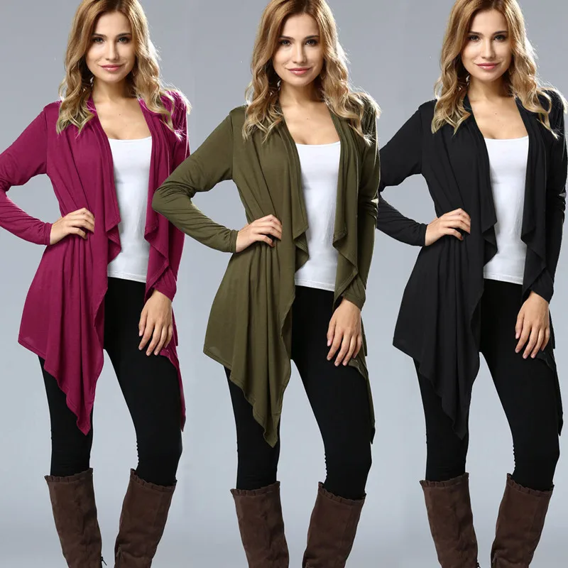 

2017 European Style Women Kimono Cardigan Jacket Solid Long Kimono blouse Plus Size Tunic Tops Casual Feminine Office OL Shirts