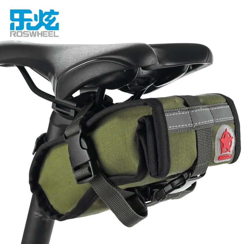 ROSWHEEL Retro Canvas Bicycle Saddle Bag Seat Post Storage Tail Pouch