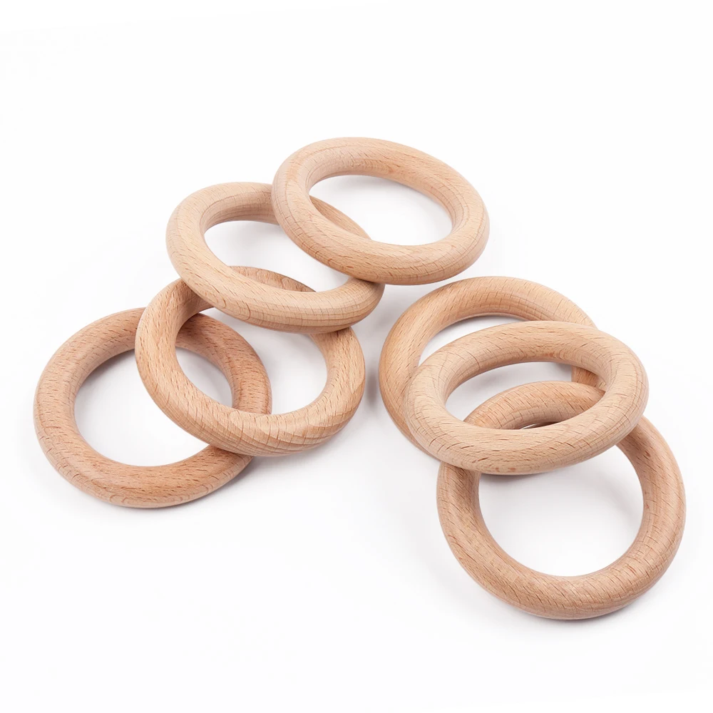 TYRY.HU 20pcs 40mm/70mm Beech Wooden Baby Teething Rings Baby Teethers DIY Teething Toys Rattle Accessories BPA Free