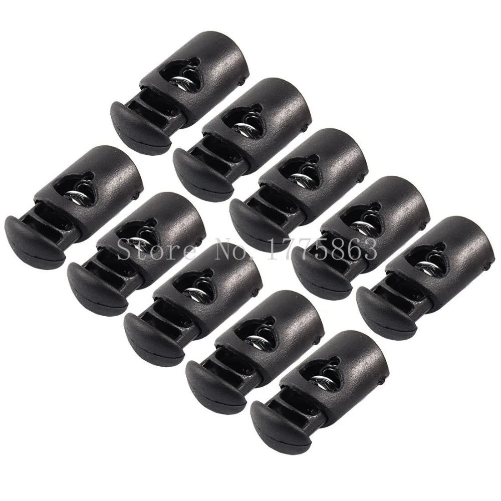 

10 Pcs Plastic Spring Stop Toggle Cord Locks End Black 7NK86