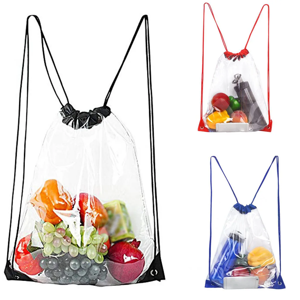 

Unisex Transparent Drawstring Bag Fashion Waterproof Women Men Drawstring Backpack Summer Beach Bag Waterproof Clear Bag#H15