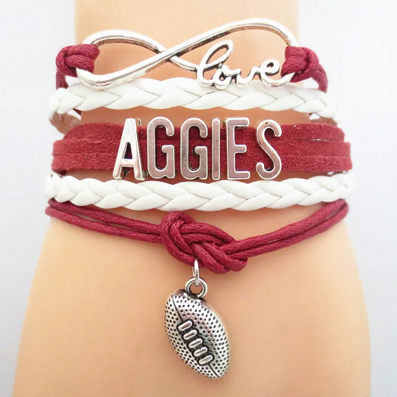 

SANDEI Jewelry Infinity Love Aggies Football Bracelet Sport Team friendship Bracelets B09091