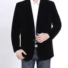 Весенние и осенние мужские вельветовые повседневные костюмы, мужские фланелевые костюмы на плоской подошве, Мужской Блейзер, мужская верхняя одежда, одежда для отца черного цвета размера плюс