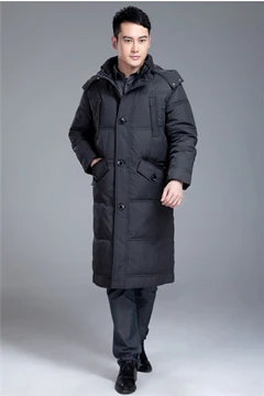 Мужской тонкий длинный пуховик высокого качества плюс размер 5XL новые Брендовые куртки Мужская куртка с отстегивающимся капюшоном зимнее пуховое пальто WJF0001 - Цвет: Gray