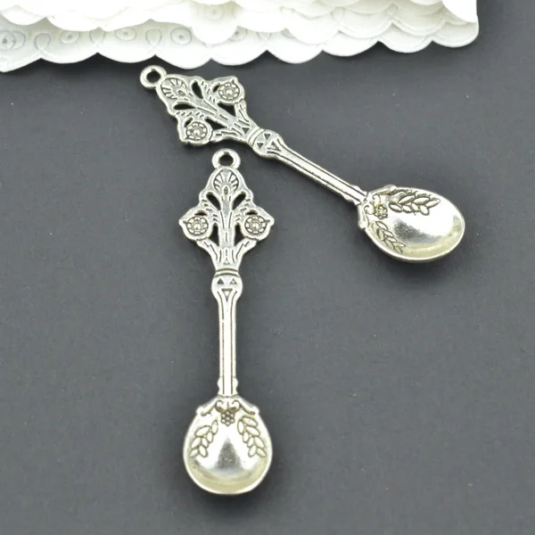 

7Pcs Antique Silver Zinc Alloy spoon Charms Pendants Diy Jewelry Findings Accessories Wholesale 62*15mm 2279