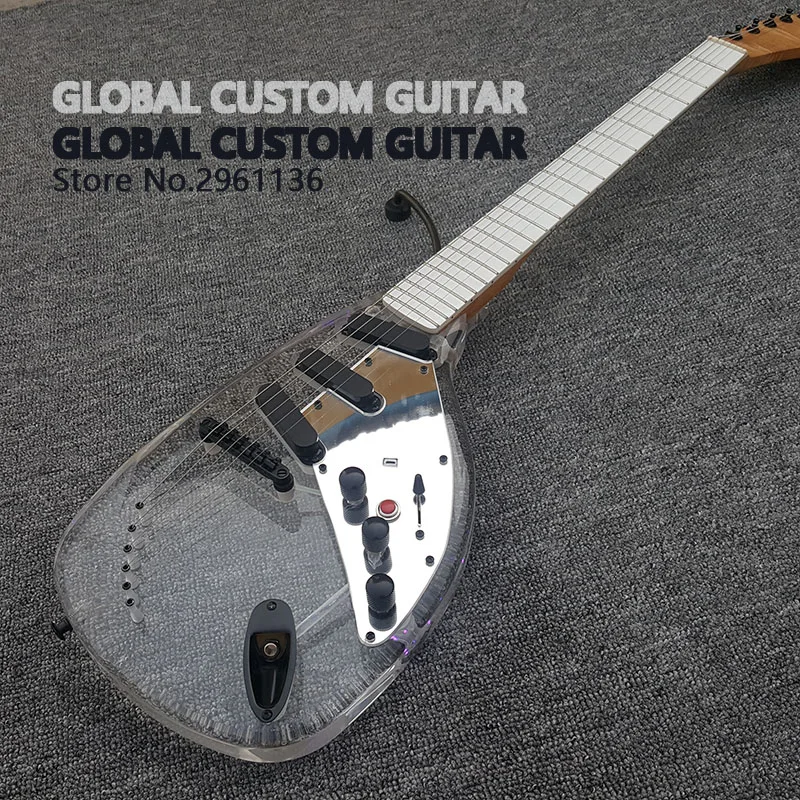

Top Quality Acryl Electric Guitar,Fingerboard & crystal Body with LED Light,Note the style guitar, Imported guitar accessories!