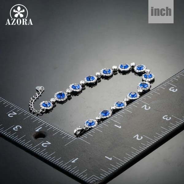 AZORA Tiny Clear Crystal around 13pcs Blue CZ Stone Bracelet TS0045