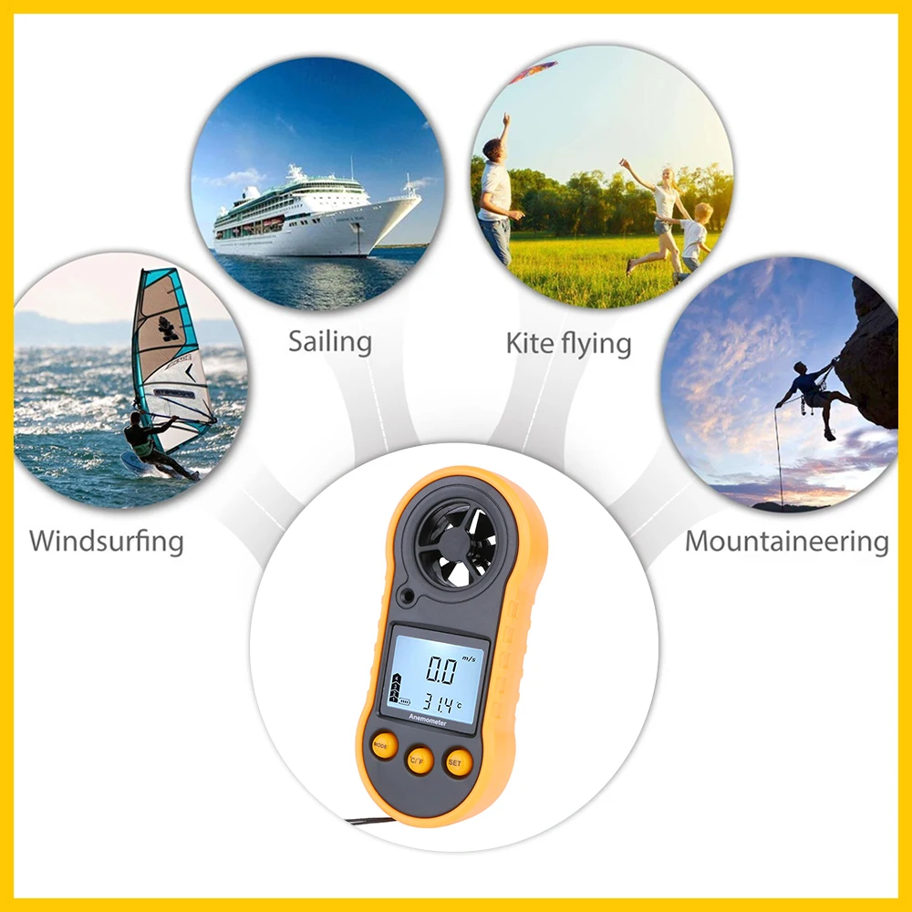 RZ переносной Анемометр Anemometro ветер Скорость измерителем влажности и температуры
