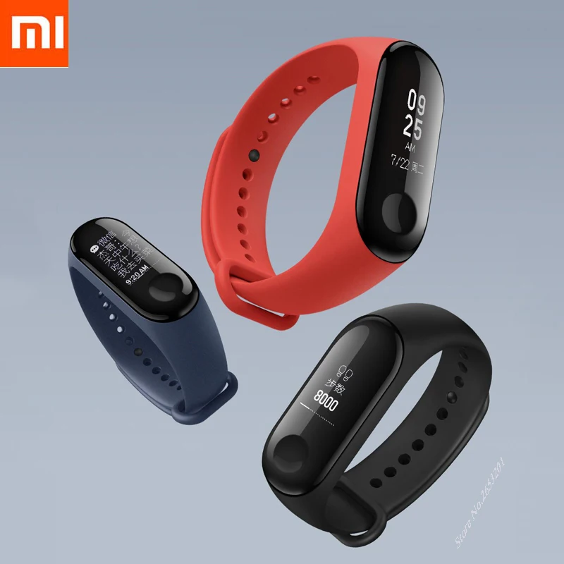 

Hot Original Xiaomi Mi Band 3 Miband 3 Smart fitness Tracker Band Instant Message 5ATM Waterproof OLED Touch Screen Mi Band 3