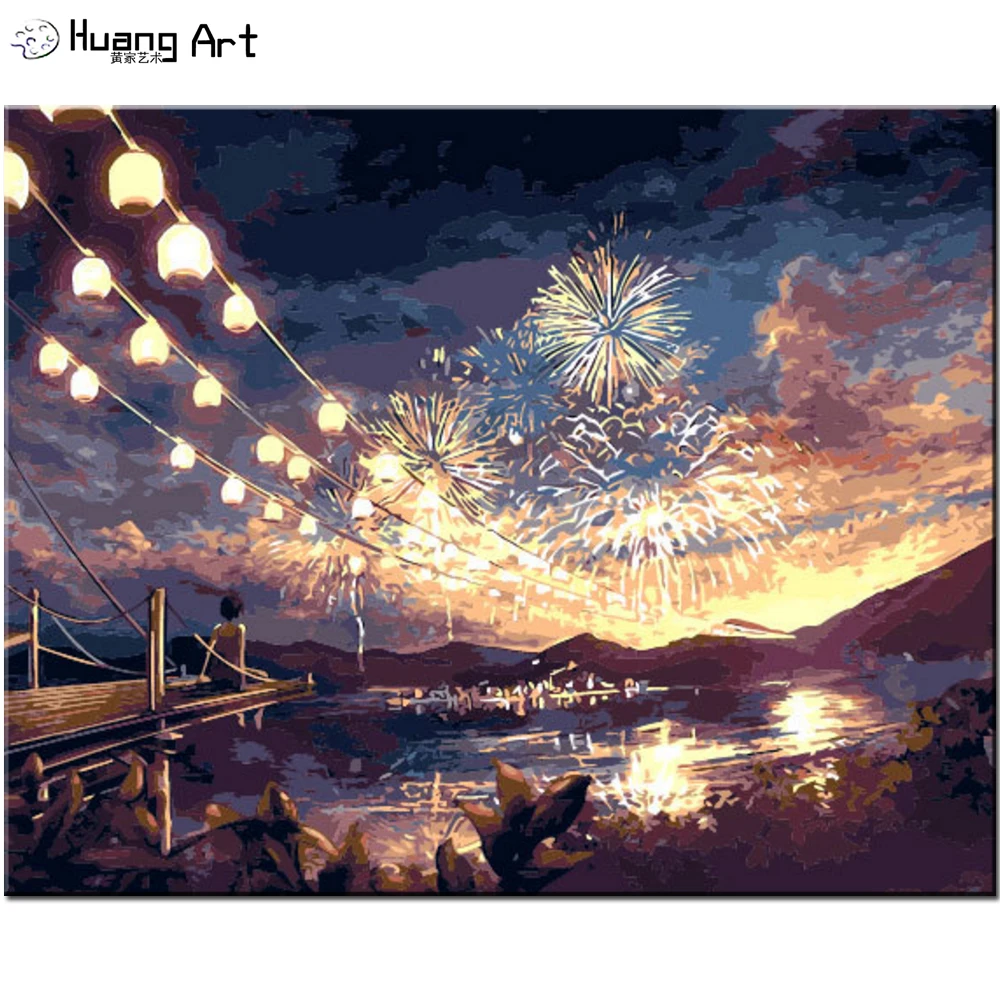 hand painted fireworks night