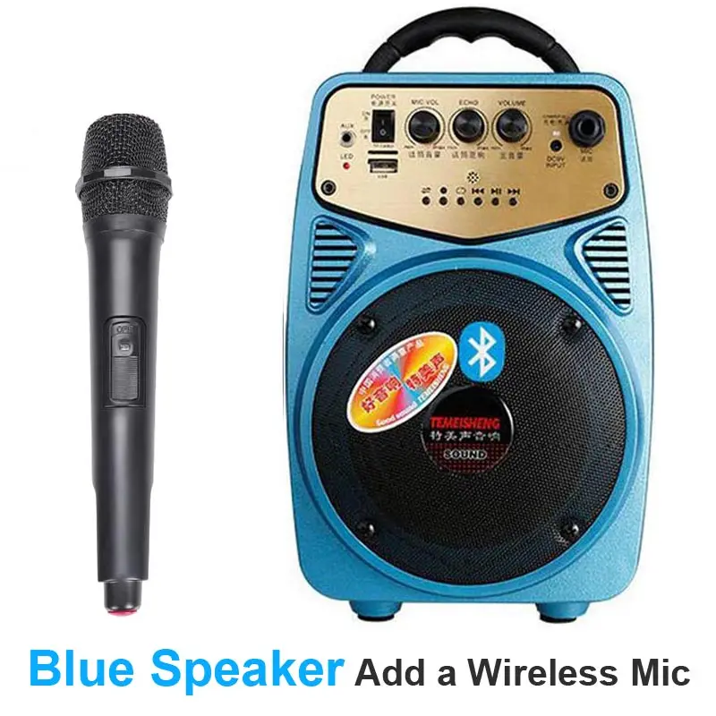 Add a Wireless Mic Высокая мощность Bluetooth громкий динамик беспроводной микрофон усилитель портативный динамик литиевая батарея Поддержка TF карта USB Play колонка - Цвет: Add a Wireless Mic