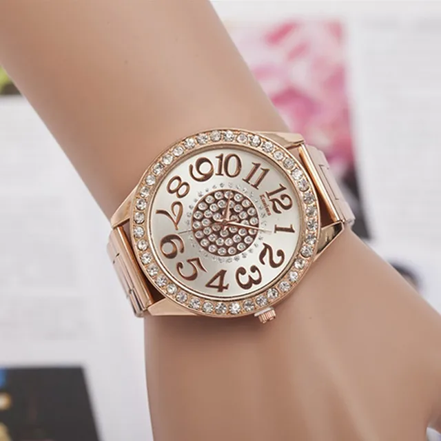 Fashion Women Stainless Steel Rhinestone Quartz Wrist Watch Round Dial Bracelet Fashion Women Stainless Steel Rhinestone Quartz Wrist Watch Round Dial Bracelet