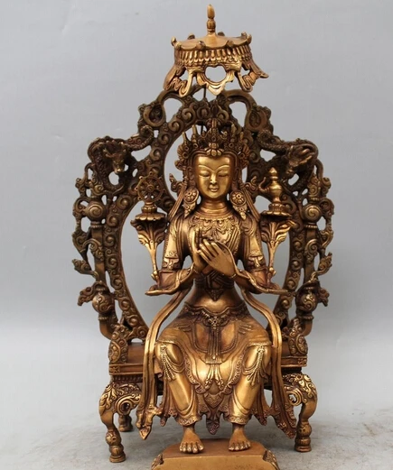 

xd 002680 16"Tibet Tibetan Buddhism Bronze Gild Sitting Maitreya Buddha Bodhisattva Statue