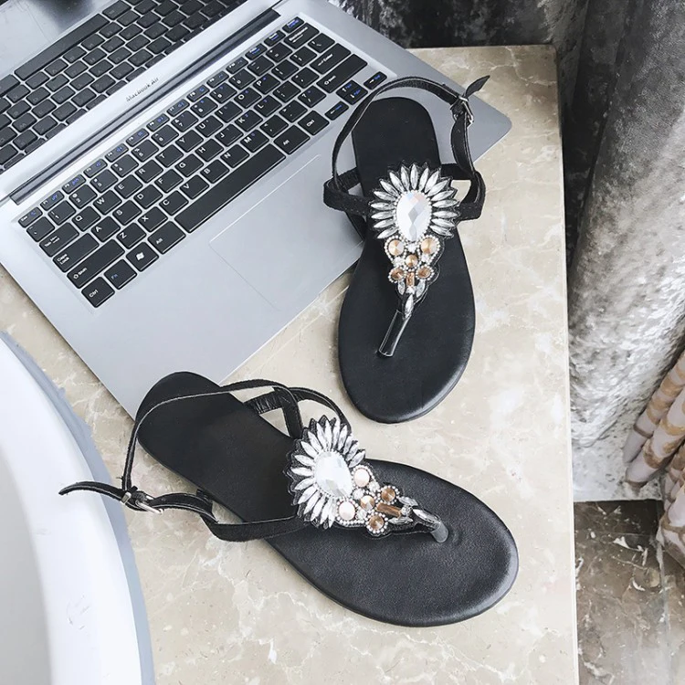 Diamond Casual Sandals Women Summer Beach Shoes Gladiator Flat Sandals Ladies Bohemian beach Flip-flops (5)