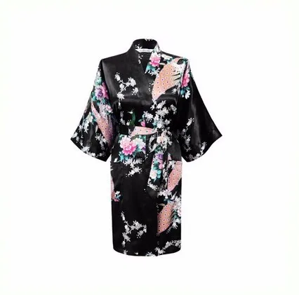 Размера плюс XXXL женский короткий атласный халат с принтом пеньюар с цветочным принтом сексуальное кимоно одежда для сна невесты Свадебный Халат