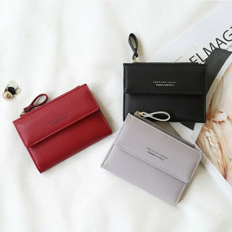 

Fashion Short Wallet Women PU leather Female Solid Money Wallet Casual Coin Purse Card Holder Girls Clutch Zipper bag Carteira