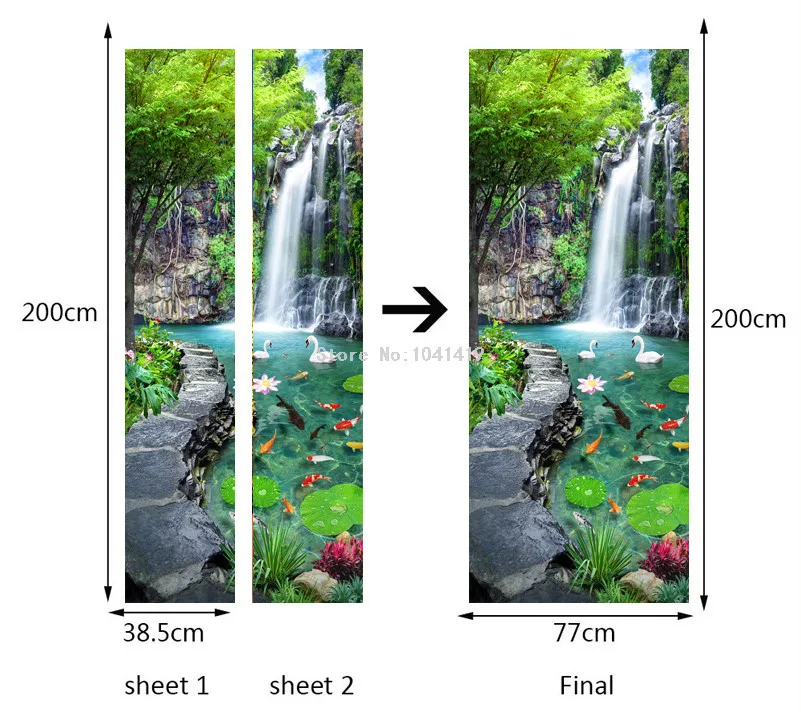 Пользовательские 3D Настенные обои водопад пруд спальня Пейзаж Декор фото обои стикеры ПВХ самоклеющиеся двери фрески стикер s
