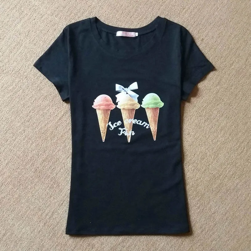 

NiceMix Ice Cream Lover T-Shirts for Summer Women Flash Summer Short Sleeves T Shirt O-Neck Stylish 2019 Summer Harajuku Brand