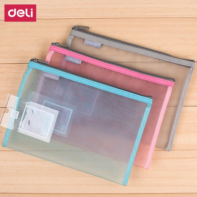 

Deli A4 stationery office & school supplies extremely simple chancery PVC Net yarn folder document bags for paper documents