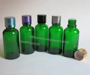 

360 x 30ml Boston Round Glass Bottles with Aluminum Lids,1OZ Green Glass Container