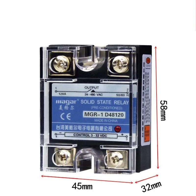 Обычно открытым Однофазный твердотельные реле SSR MGR-1 D48120 120A Управление DC-AC 24-480 В