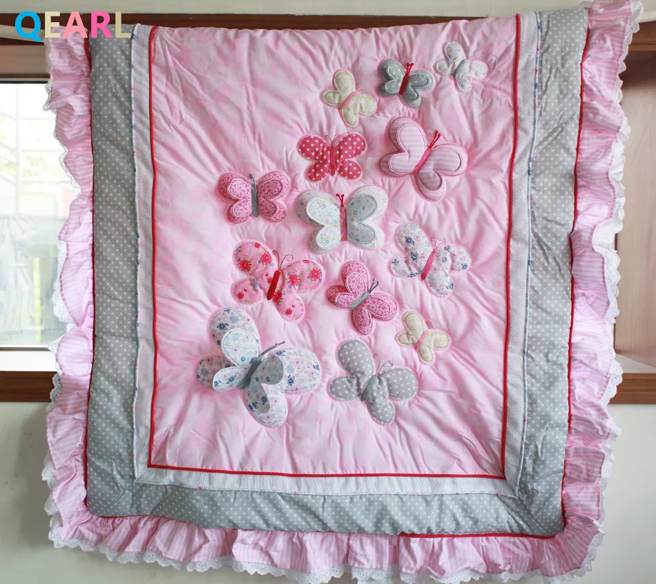 Three dimensional embroidery Butterfly Flying pink cotton 8 pieces baby