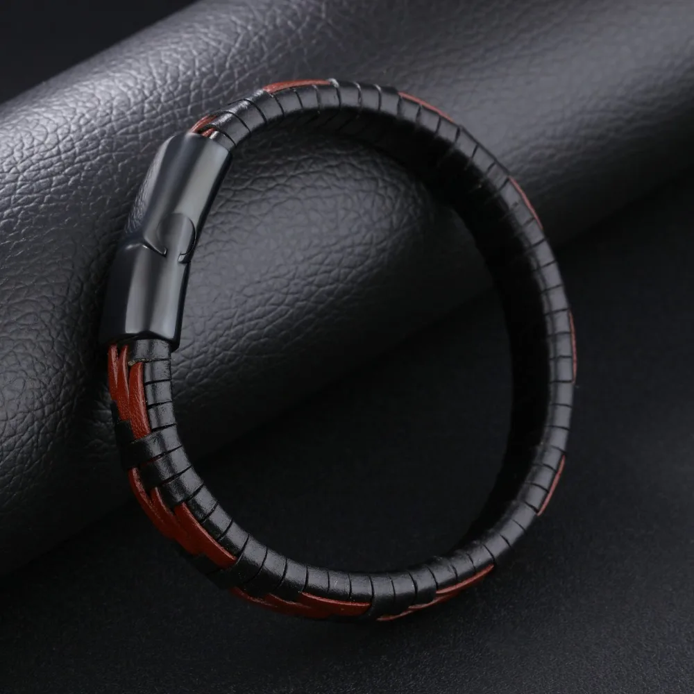 FATE LOVE Brand Men Genuine Leather wrap bracelet Black Statement bangles charm punk Fashion Jewelry 2017 new arrival