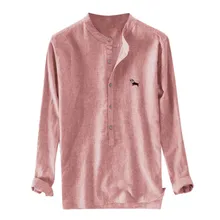 Feitong Мужская мешковатая рубашка в полоску с вышивкой, рубашка с хлопком, длинный рукав, пуговица, плюс размер, рубашка классический короткий рукав, рубашки# g35