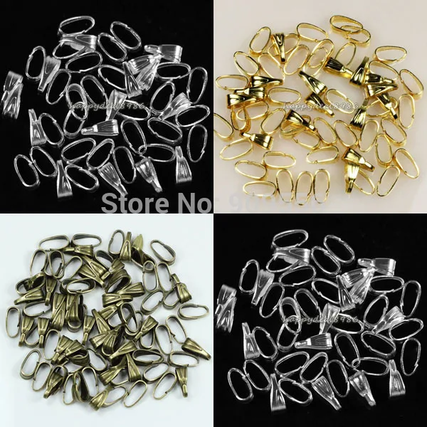 

Wholesale 500pcs/lot silver/gold/bronze plated snap on bail loops Pendant bails jewelry findings,pick color