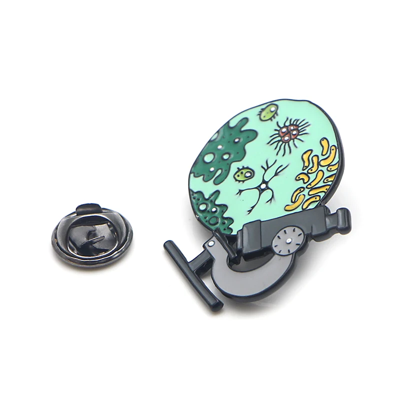 P3608 Dongmanli бактериальный микроскоп, металлические эмалированные булавки и броши для женщин, медицинские значки, подарки