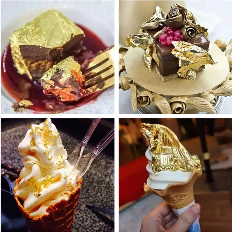2шт 24 K Золотая фольга Искусство ремесло покрытая бумагой крафт торт мороженое украшение 99% золото