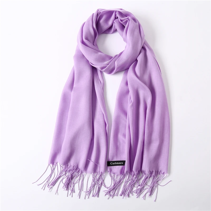 110g light purple Сплошной цвет мягкий женский шарф кашемировые шарфы женские летние тонкие Шали Обертывания зимние пашмины женский хиджаб повязка на голову - Цвет: 110g light purple